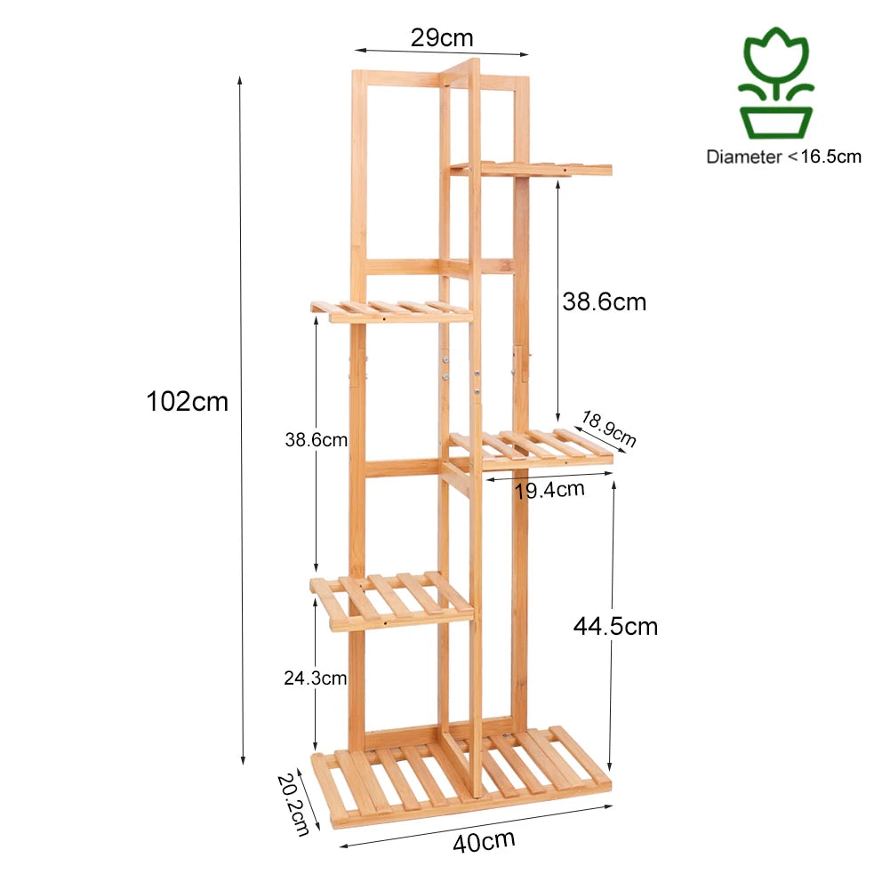 HomeDeals Bamboo 5 / 6 Tier Plant Stand