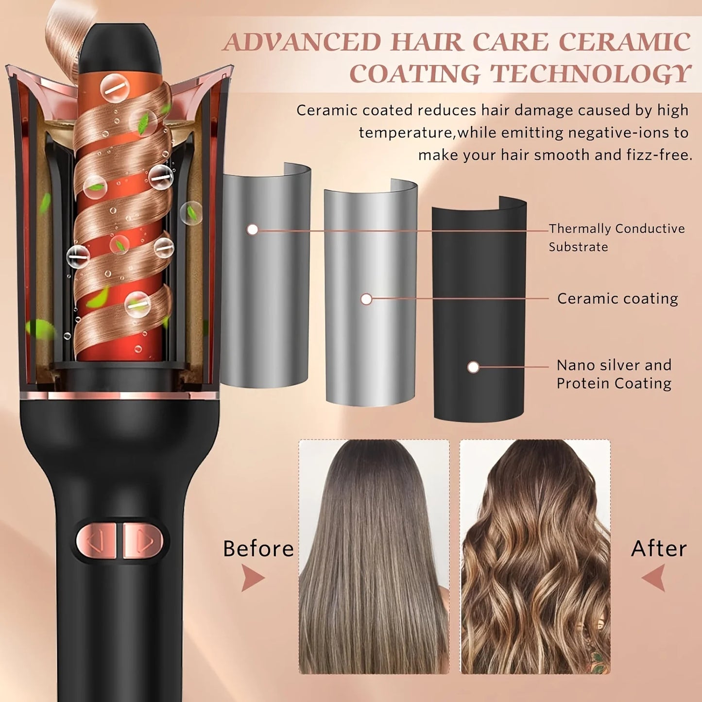 Automatic Hair Curler Auto Hair Curling Iron Ceramic Rotating Air Curler Air Spin Wand Styler Curl Machine Magic Hair Curler