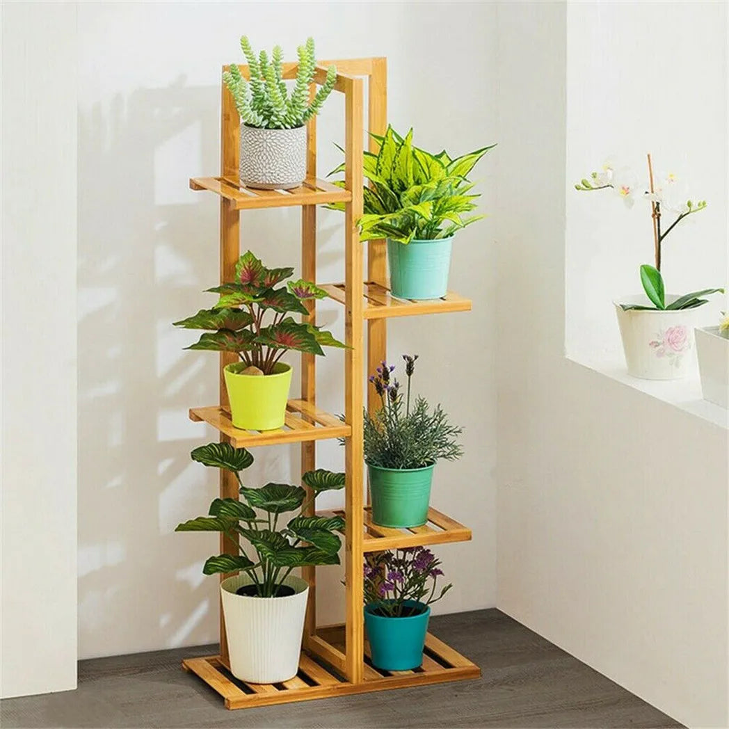 HomeDeals Bamboo 5 / 6 Tier Plant Stand